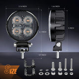 3 Inch 12W 2940LM Amber Round Flood Built-in EMC LED Work Lights (Pair) Nilight