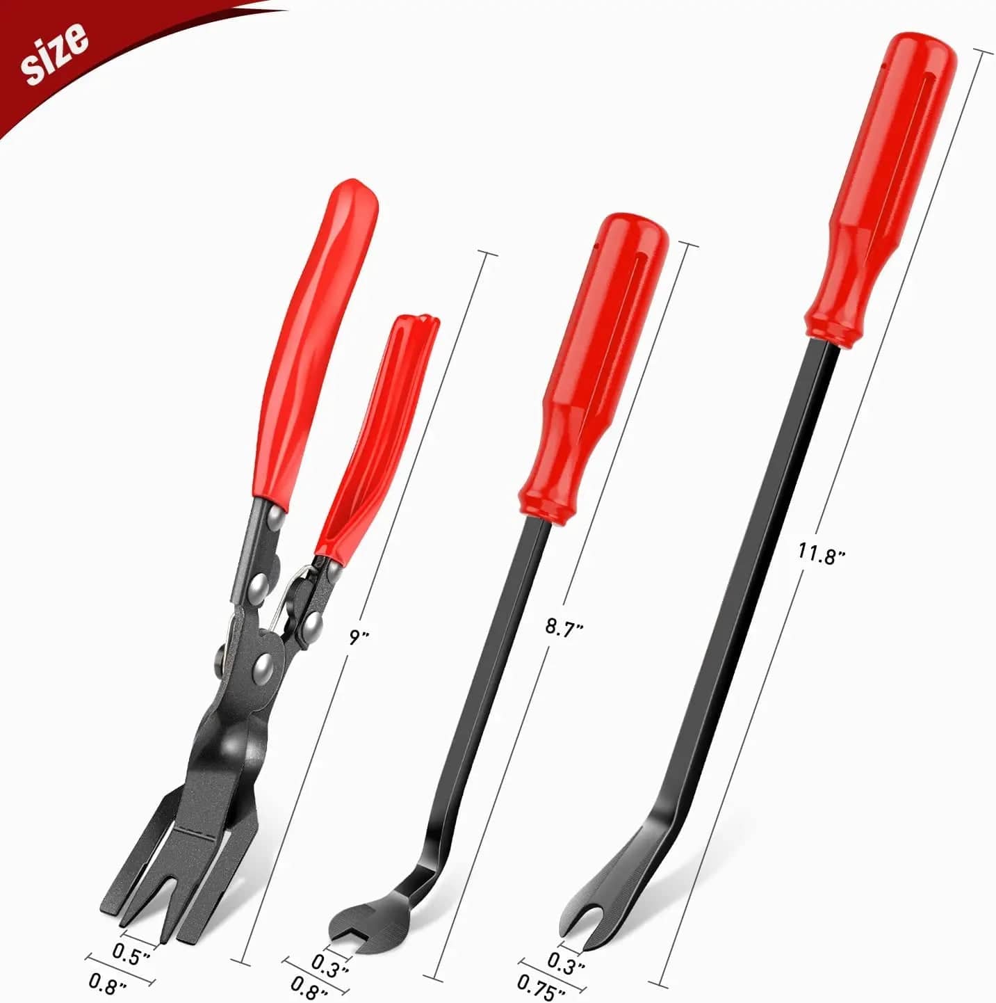 3 Pcs Auto Trim Removal Tool Red Nilight