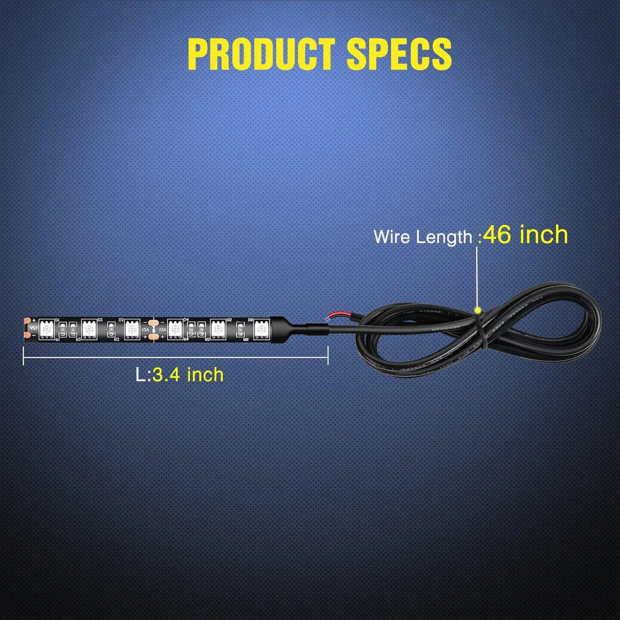 Trailer Light 3.5" 6-5050-SMD Amber LED Light Strip 2PCS