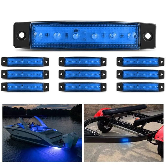 3.8 Inch 6 LEDs Blue Side Marker Lights (10 Pcs) Nilight