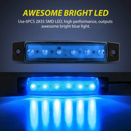 3.8 Inch 6 LEDs Blue Side Marker Lights (10 Pcs) Nilight