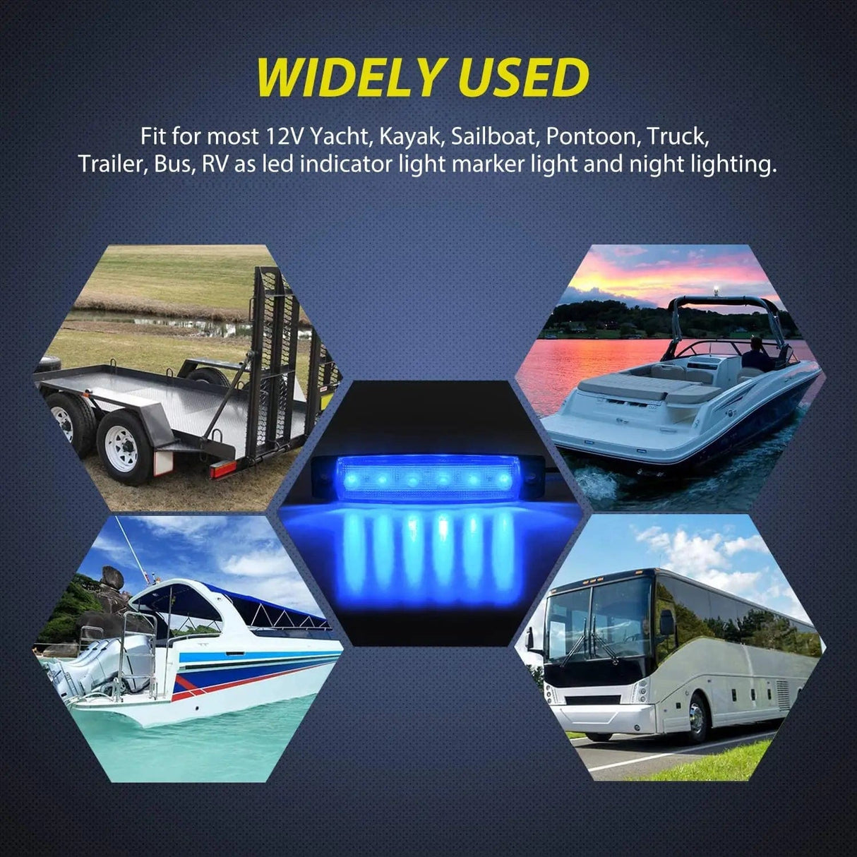 3.8 Inch 6 LEDs Blue Side Marker Lights (10 Pcs) Nilight