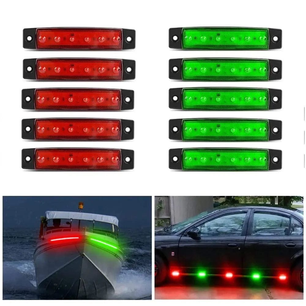 3.8 Inch 6 LEDs Red Green Side Marker Lights (10 Pcs) Nilight