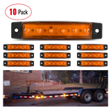 Trailer Light 3.8” 6 LEDs Amber Side Marker Lights (10 Pcs)