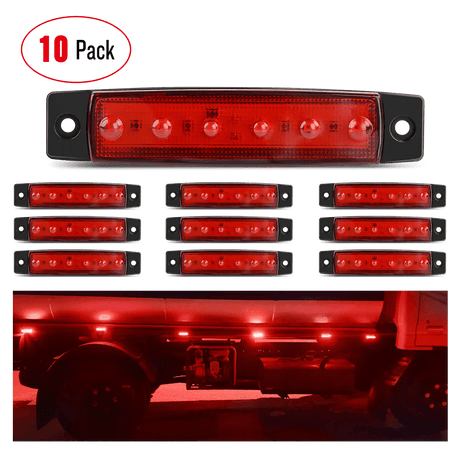 Trailer Light 3.8” 6 LEDs Red Side Marker Lights (10 Pcs)