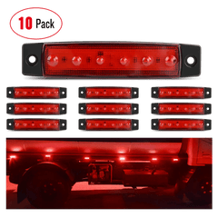 3.8 Inch 6 LEDs Red Side Marker Lights (10 Pcs)