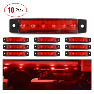 Trailer Light 3.8” 6 LEDs Red Side Marker Lights (10 Pcs)