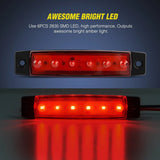 Trailer Light 3.8” 6 LEDs Red Side Marker Lights (10 Pcs)