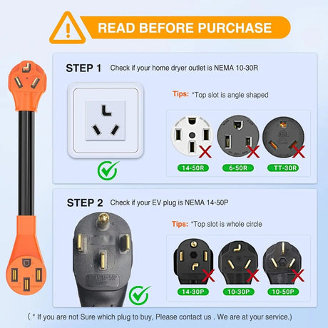 30AMP to 50AMP 3Prong EV Charger Adapter Cord Nilight