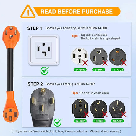 30AMP to 50AMP 4Prong EV Charger Adapter Cord Nilight