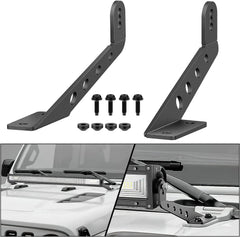 32 Inch Straight LightBar Hood Mounts For 2018-2023 Jeep Wrangler JL JLU 2020-2023 Gladiator JT