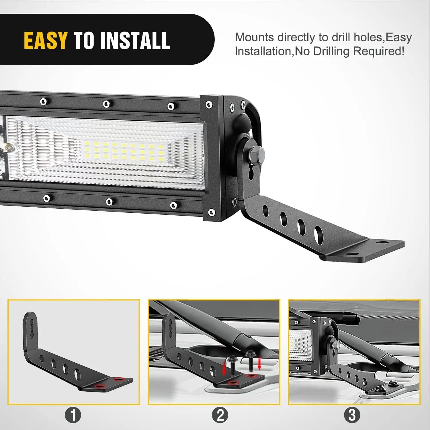 32 Inch Straight LightBar Hood Mounts For 2018-2023 Jeep Wrangler JL JLU 2020-2023 Gladiator JT Nilight