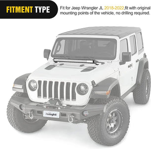 32 Inch Straight LightBar Hood Mounts For 2018-2023 Jeep Wrangler JL JLU 2020-2023 Gladiator JT Nilight