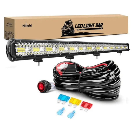 37 Inch 780W 78000LM Triple Row Spot Flood LED Light Bar | 14AWG Wire 3Pin Switch Nilight