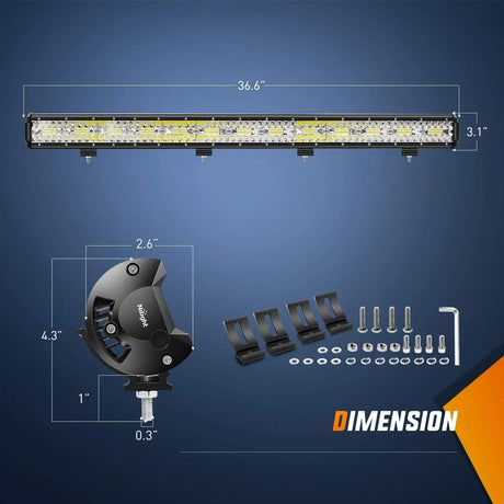 37 Inch 780W 78000LM Triple Row Spot Flood LED Light Bar | 14AWG Wire 3Pin Switch Nilight