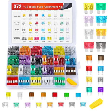 372Pcs Fuses Assortment Kit Standard Mini LP Mini Micro2 Blade Fuse Nilight