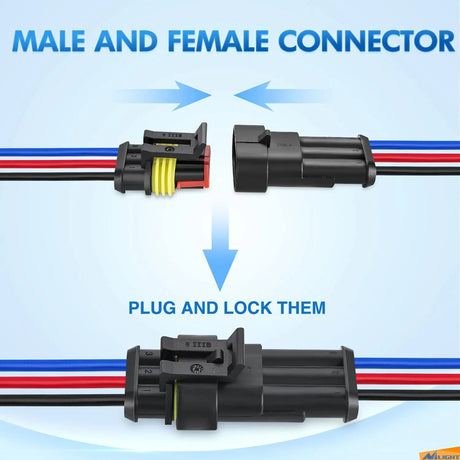 3Pin Electrical Wire Connectors Male and Female Plug Nilight