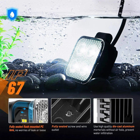 LED Work Light 3" 12W 1500LM Square Flood Built-in EMC Led Work Lights (Pair)