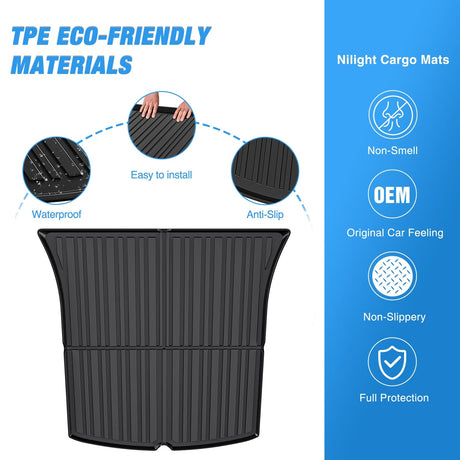 Cargo Mats for Tesla Model Y 5 Seat 2020-2024 Nilight