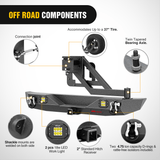 2007-2018 Wrangler JK & Unlimited (2/4 Doors) Rear Bumper Hitch Receiver 2Pcs LED Lights Pods D-rings