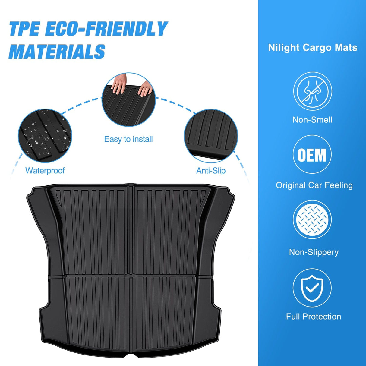 Cargo Mats for Tesla Model 3 2017-2023 Nilight