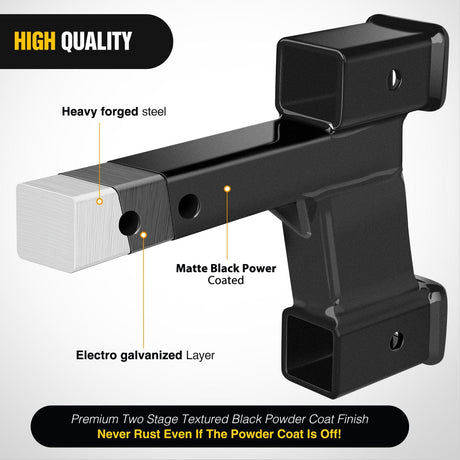 2 Inch Trailer Dual Hitch Receiver with 2&6Inch Rise or Drop Nilight