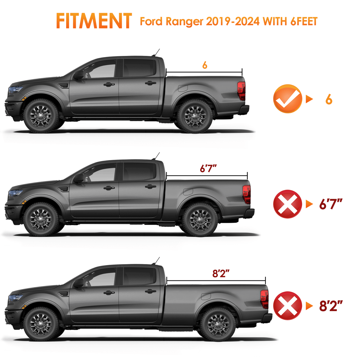 6ft Soft Roll Up Truck Bed Cover for 2019-2024 Ford Ranger Nilight