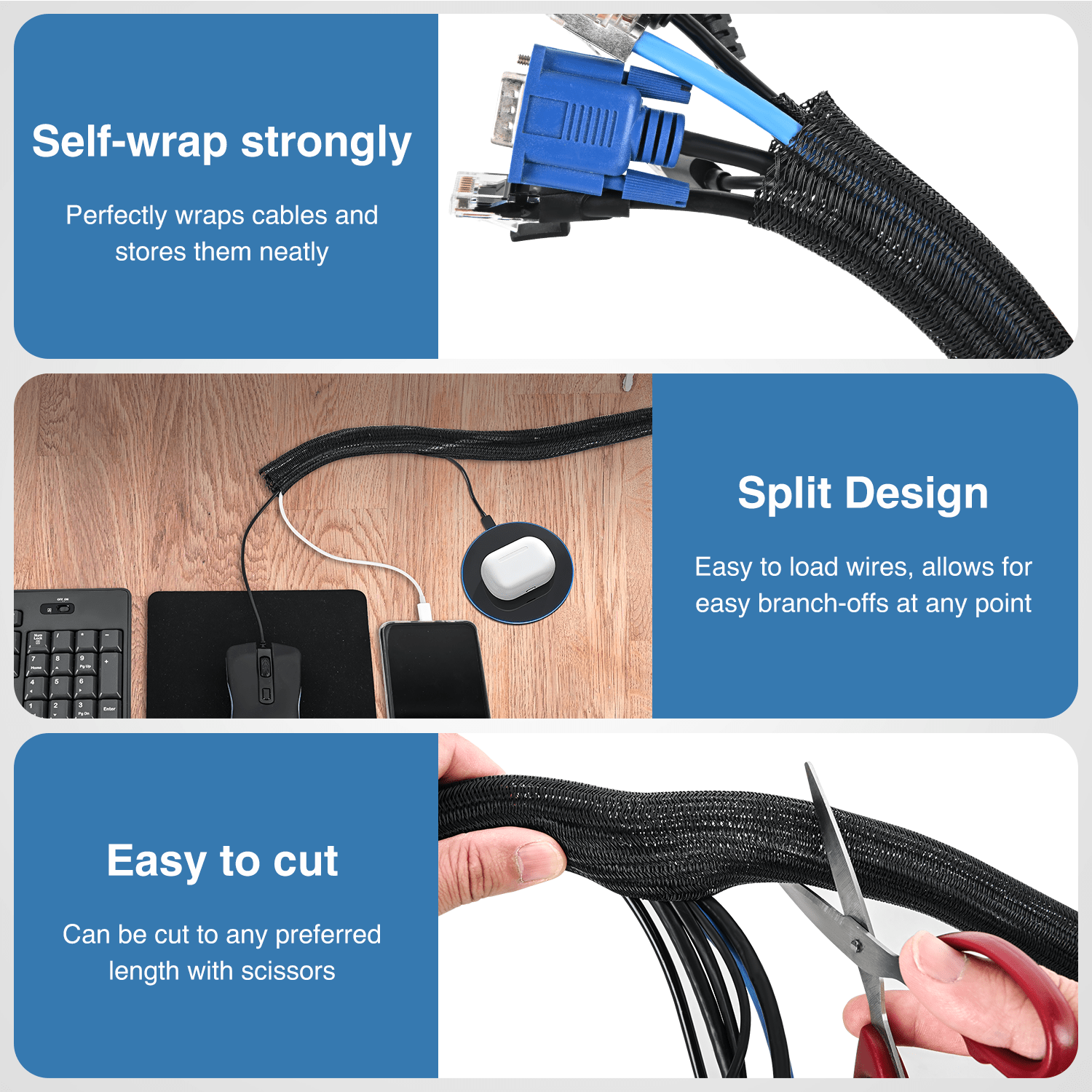 25ft-1 inch Cable Management Sleeves Nilight