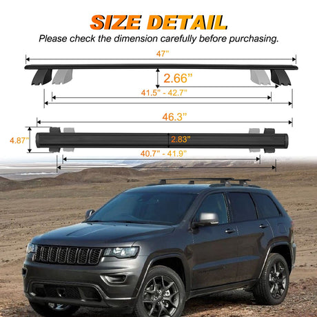 Roof Rack Cross Bars Compatible with 2011-2021 Jeep Grand Cherokee Nilight