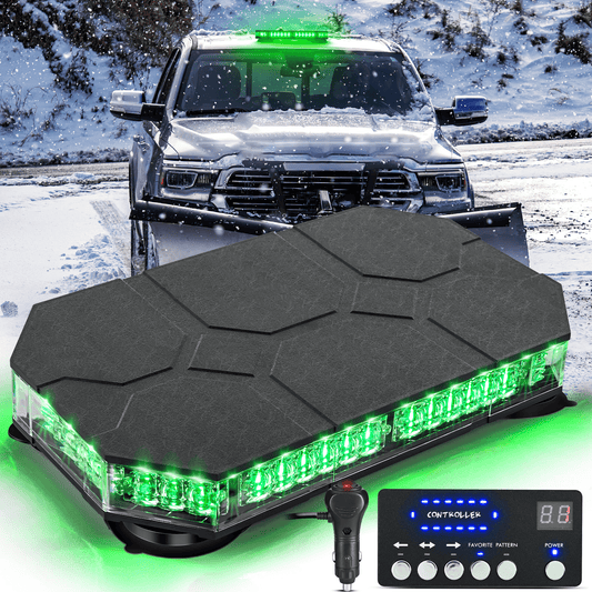 42 Leds Roof Top Green Emergency Strobe Light Control Panel Magnetic Mount