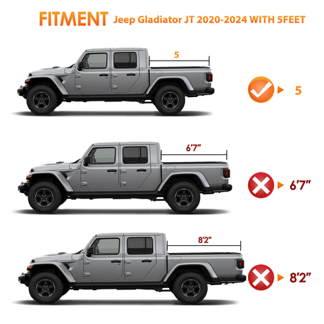 Soft Roll Up Truck Tonneau Cover Compatible with Gladiator JT 2020-2024 Nilight