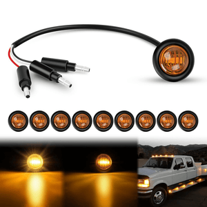 3/4” Amber Round LED Marker Lights 3 Connectors (10 Pcs) Nilight