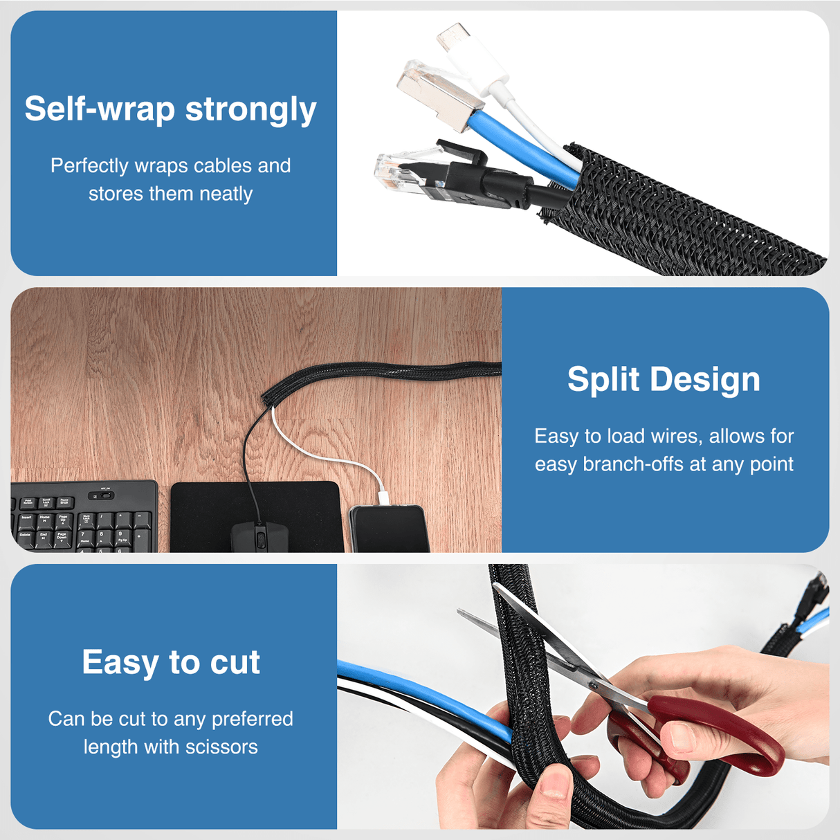 10ft-1inch Cable Management Sleeves Nilight