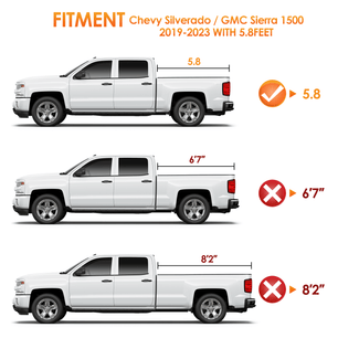 6.6ftSoft Roll Up Truck Bed Cover for Chevy Silverado / GMC Sierra 1500 2019-2023 Nilight