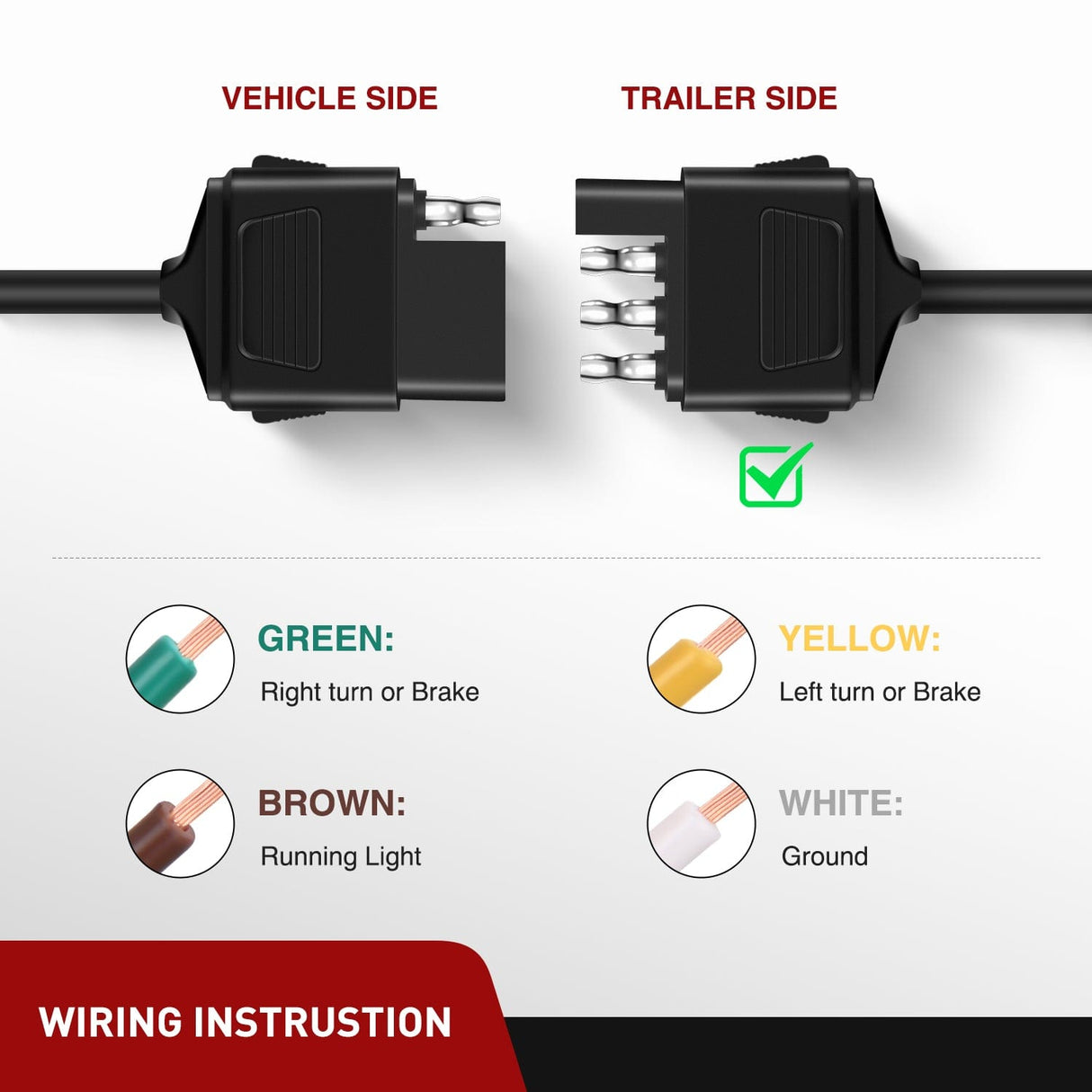 10ft 18AWG 4 Pin Jacketed Cable Trailer Wire Nilight