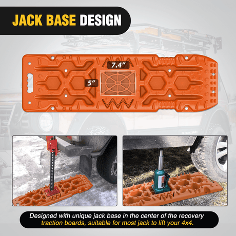 Off-Road Recovery Traction Boards For 4WD 4X4 with Jack Lift & Carry Bag (Orange) Nilight