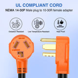 30 Amp to 30 Amp 4 Prong  Dryer Adapter Cord Nilight