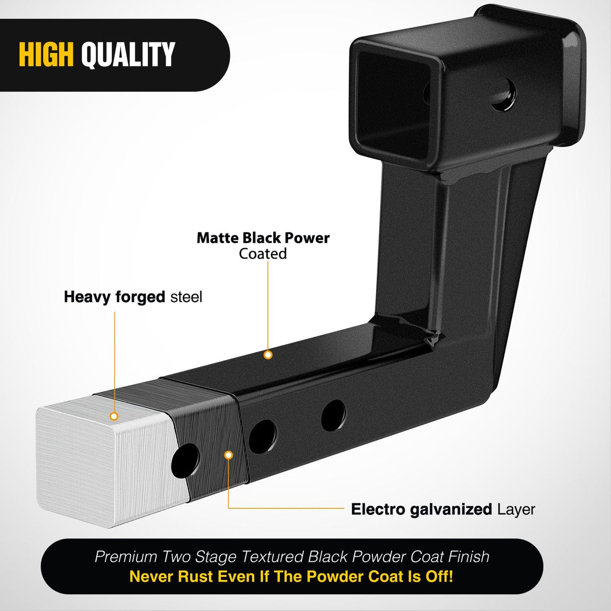 2 Inch Trailer Dual Hitch Receiver with 6Inch Rise or Drop Nilight