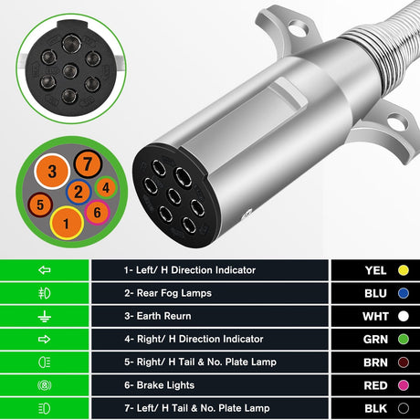 7-Way Roumd Plug W/Spring Guard Male Plug Nilight