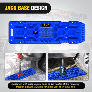 Off-Road Recovery Traction Boards For 4WD 4X4 with Jack Lift & Carry Bag (Blue) Nilight