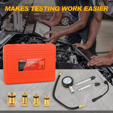 9PCS Petrol Gas Engine Cylinder Compression Tester Kit Nilight