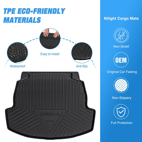 Cargo Mats for Toyota Corolla Sedan & Hybrid 2020-2024 Nilight