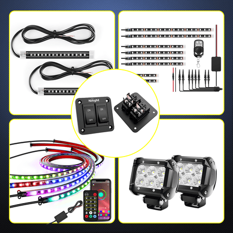 2 Gang ON-Off Switch Panel 12V 20A  4 PIN DPST Toggle Switch Nilight