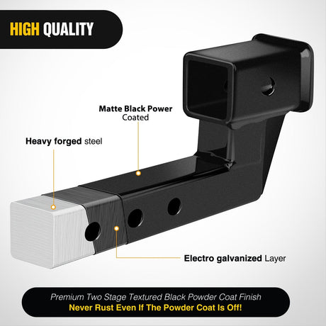 2 Inch Trailer Dual Hitch Receiver with 4Inch Rise or Drop Nilight