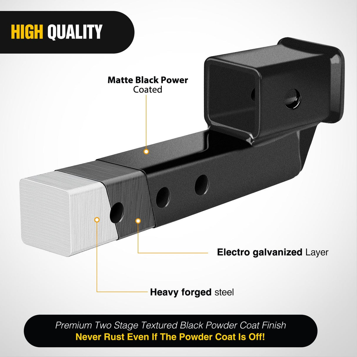 2 Inch Trailer Dual Hitch Receiver with 2Inch Rise or Drop Nilight