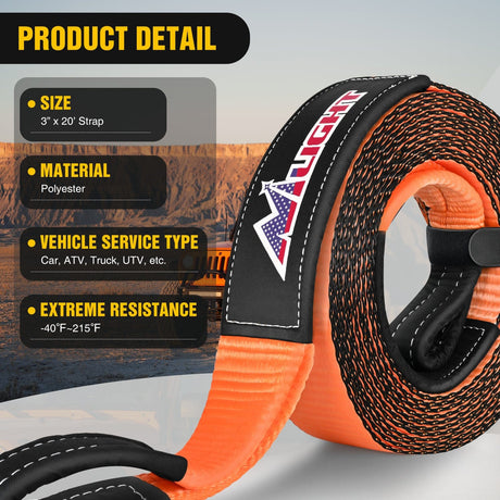 3 x 20Inch Recovery Tow Strap Rope 31500LBS Nilight