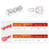 120PCS/60 Pairs Quick Splice Disconnect Wire Terminals T-Tap Spade Wire Connectors Red Nilight