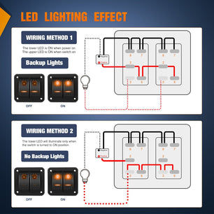 5Gang Aluminum 5Pin ON/Off Rocker Switch Panel Orange Nilight