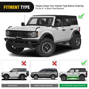 2021-2024 Ford Bronco 2/4 Doors with The Rock Rails 2Pcs Heavy-Duty Running Boards Side Steps Nilight