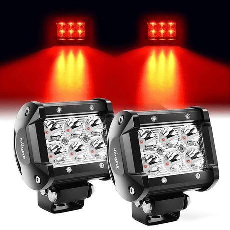 4 Inch 18W 1260LM Double Row Red Spot LED Pods (Pair) Nilight